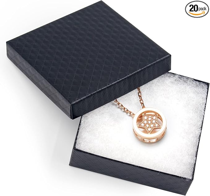 Cardboard Jewelry Black Gift Boxes 20 Pack3.5×3.5×1 inches, its apply to displaying necklaces, rings, bracelets, earrings by opaprain