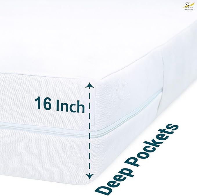 Mattress Protector Bunk Size 33" x 75" 100% Waterproof Zippered Cover, 8 Inch Deep, Six-Sided Encasement, Perfect for Campers, Motorhomes & Travel Trailers (White)