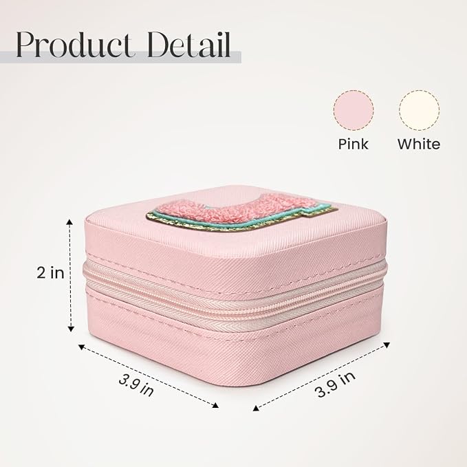 SANDJEST Personalized Jewelry Box, Pink Travel Jewelry Box with Initial J, Small Monogrammed Jewelry Case Organizer for Girls Women Teen Kids, Mini Travel Essentials Gifts for Birthday Christmas - Image 2