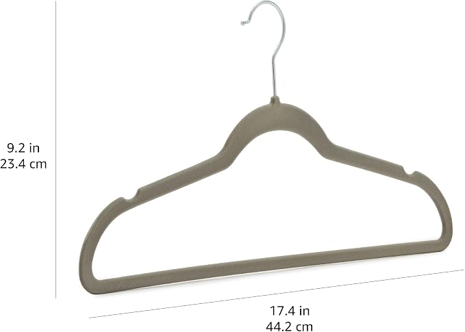 Amazon Basics Slim Velvet Non-Slip Space Saving Suit Clothes Hangers, Sturdy Metal, Gray/Silver, 30-Pack - Image 8