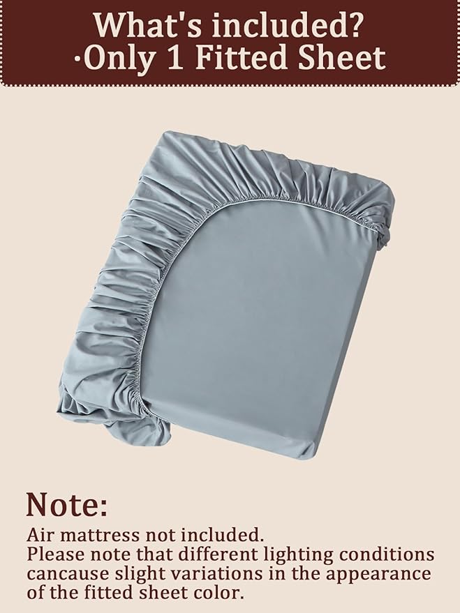 Fitted Sheet for Full Size Air Matress, with 18-24 Inch Extra Deep Pocket, Soft Breathable Air Mattress Sheet Cover for Inflatable Bed, Grey