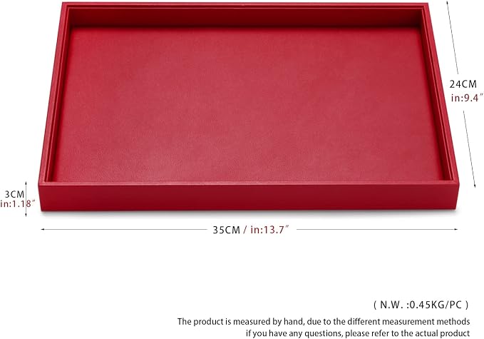 Oirlv Gorgeous Red Leather Jewelry Tray Flat Jewelry Display Tray Stackable Jewelry Organizer Plate - Image 7
