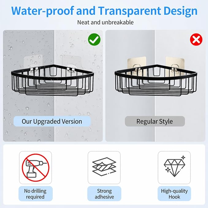 Elegant Shower Caddy Adhesive Replacement, 6 PCS Strong Waterproof Adhesive Hooks and Strips for Shower Shelf and Bathroom Storage Shelves, No Drilling Also Fit Kitchen Rack - Image 4