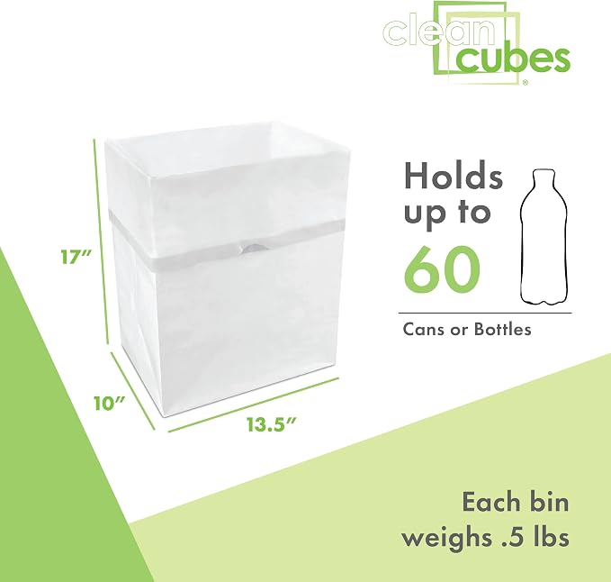 Clean Cubes 13 Gallon Disposable Pop-Up Trash Cans (3-Pack) with Fitted Bags – Foldable Garbage & Recycling Bins for Parties, Events & Kitchen (White, 17" H x 13.5" W x 10" D) - Image 4