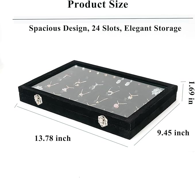 Jewelry Box Necklace Organizer Tray (Black) Necklace Display Case for Storage Jewelry Necklaces Display Stand 24 Slot Pendant Holder for Women - Image 5