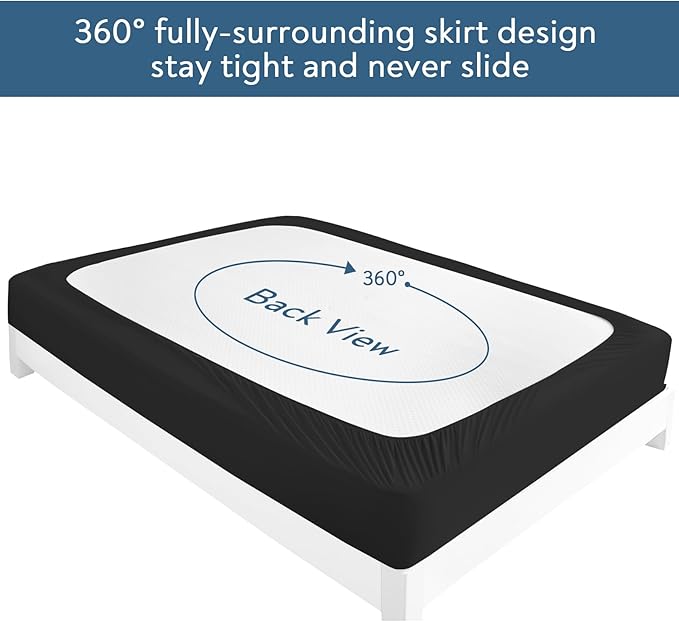 2 Pack Twin Mattress Protector Waterproof Cover, Machine Washable 14" Deep Pocket Twin Size Mattress Covers for Kids Bed, Black