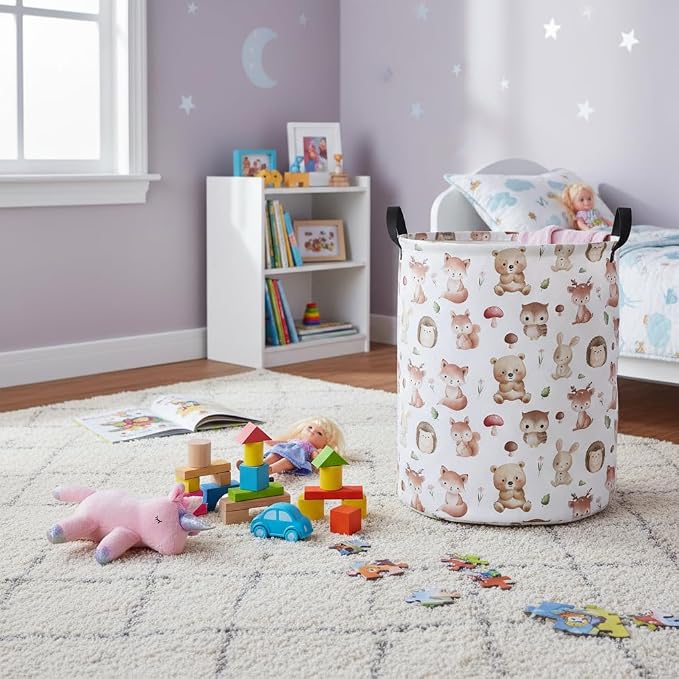 Baby Laundry Hamper kids laundry Basket Waterproof Laundry Bag for Bedroom Toy Clothes Organizer Room Décor(Mushroom Animal) - Image 3
