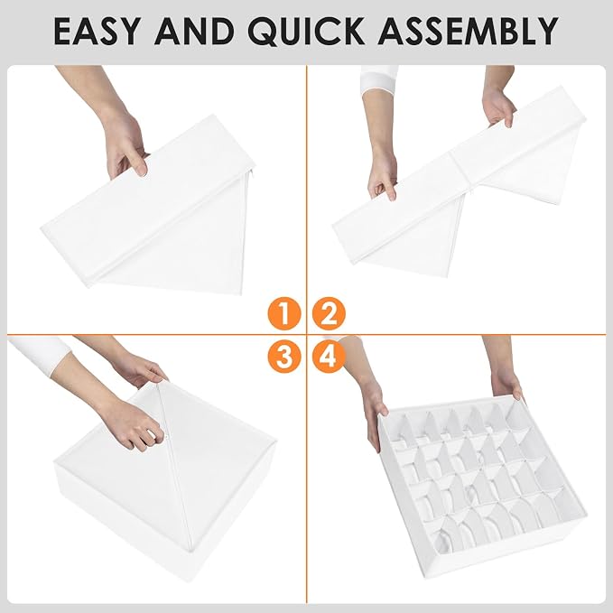 Criusia Drawer Organizer Clothes, 8 Pack Dresser Organizer Bins for Baby Clothes, Underwear Sock, Fabric Closet Organization and Storage Dividers for Nursery Bedroom (96 Compartments, White) - Image 7