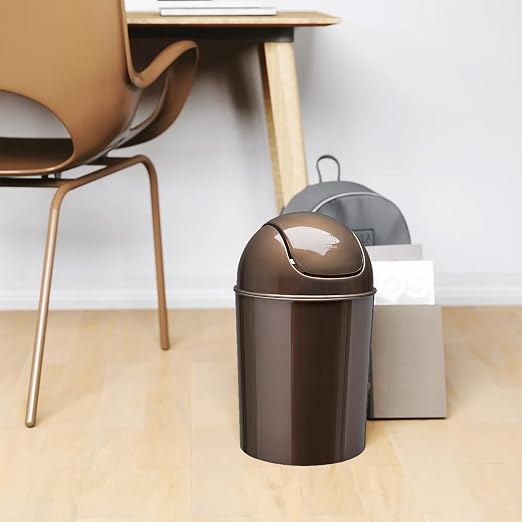 Umbra 1.25 Gallon Mini Waste Can with Removable Swing-Top Lid - Small Garbage Bin for Kitchen, Bathroom, Bedroom, Office - Compact Trash Can Fit Under Tables & Counters - Bronze - Image 3