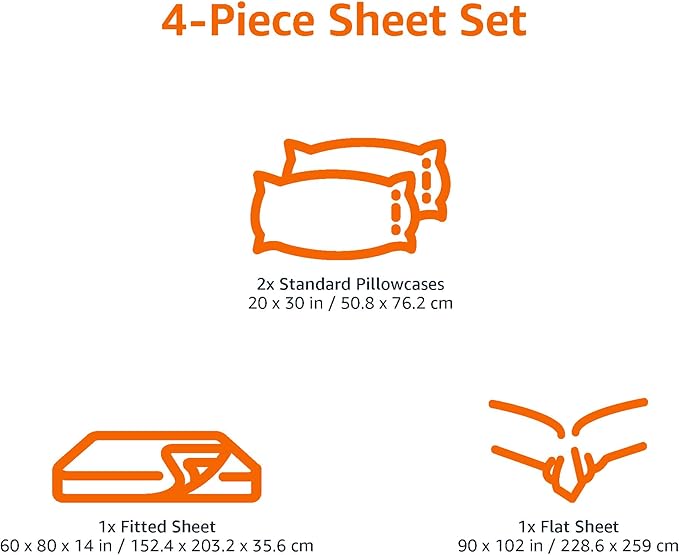 Amazon Basics 4-Piece Soft, Breathable 100% Cotton Jersey Knit Bed Sheet Set with Deep Pockets, Includes Flat and Fitted Sheets, Pillowcase, Queen, Oatmeal, Solid