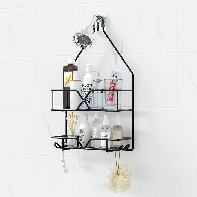 TreeLen Shower Organizer Hanging Shower Caddy over Shower Head Black Bathroom Hanger for Shampoo Razor Soap by TreeLen