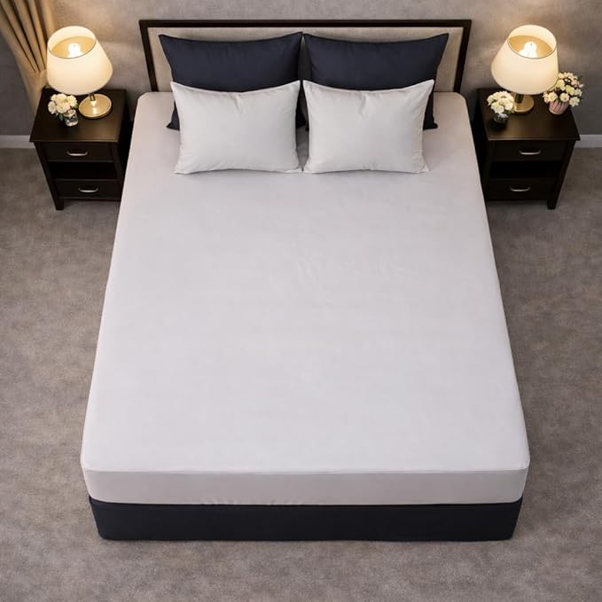 100% Cotton Single Layer Mattress Cover King Size, Elastic Mattress Cover, Stretches Up to 16 Inches Deep, Cozy, Absorbent, Easy to Replace, Machine Washable (6 Colors) (Ivory, Twin)