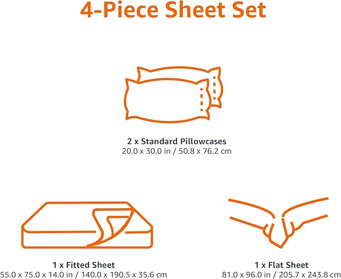 Amazon Basics 4 Piece Breathable, Stretchy Jersey Knit 100% Cotton Bed Sheet Set, Includes Flat and Fitted Sheets, Pillowcase, Full, Blush