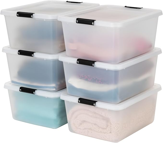 IRIS USA 6-Pack Clip Box with Latching Lids, 18 Quart Craft Storage Bins, Art & Writing Supply Containers for Home, Office & Classroom Organization by IRISUSA
