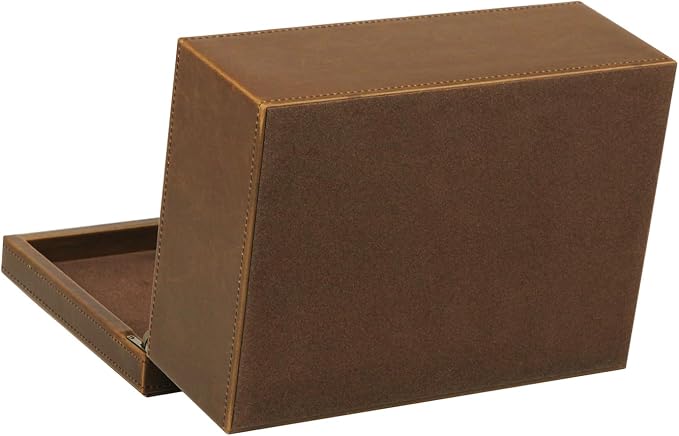 HofferRuffer Faux Leather Decorative Box, Large Wooden Structure Keepsake Box Accessory Organizer Jewelry Organizer with Hinged Lid, Storage Container for Home or Office (Brown) - Image 9