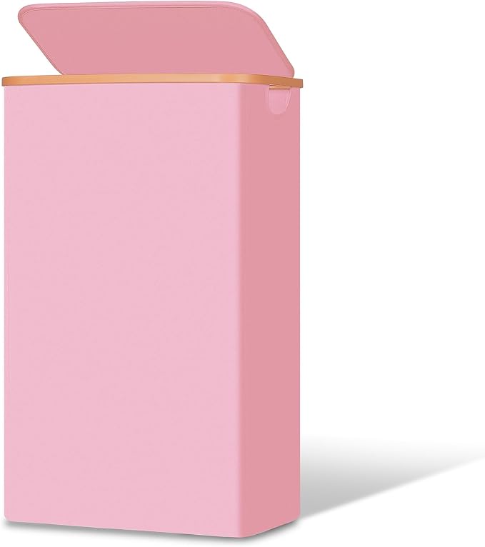 Vincona Slim Laundry Basket with Lid, Narrow Dirty Clothes Hampers for Laundry with Handle, Skinny Laundry Bin for Laundry Room, Dorm, Bedroom and Bathroom, 19.8 Gallon (75L) Pink by Vincona