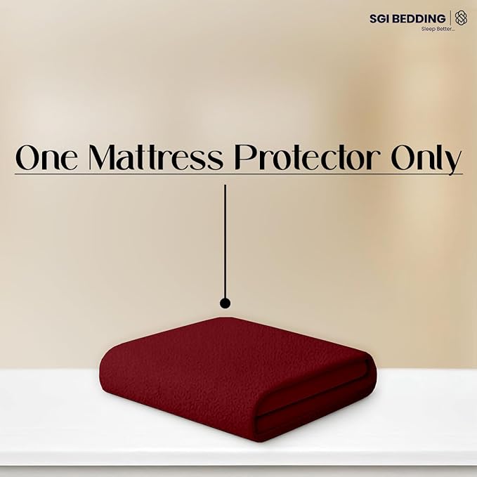 SGI bedding Waterproof 72X84 Cal King Mattress Protector – 15" Deep Pocket, Soft Noiseless & Breathable Fitted Style Bed Cover, Skin- Friendly Protection Against Moisture, Spills & Stains – Burgundy