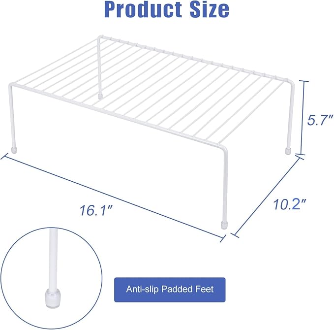 Large (16.1 x 10.2 Inch) Cabinet Storage Shelf Rack, Shelves，Kitchen Counter and Cabinet Shelf, Storage Rack Organizer for Kitchen, Fridge, Cabinet, Bathroom Cupboard (White, 6) - Image 4