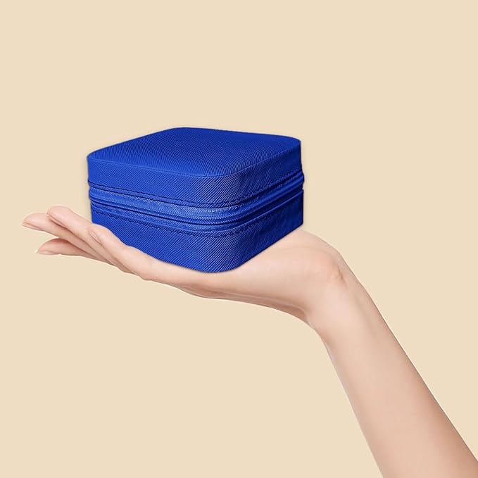 Small Travel Jewelry Box, Portable Mini Jewelry Leather Box Jewelry Ring Organizer Case Storage Holder Gift Boxes for Girls Women, Navy blue - Image 6