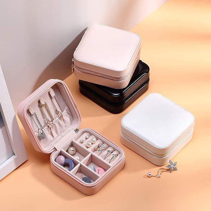 Mini Jewelry Travel Case,Small Travel Jewelry Organizer,Travel Portable Jewelry Case for Ring, Pendant, Earring, Necklace, Bracelet Organizer Storage Holder Boxes (White) - Image 4