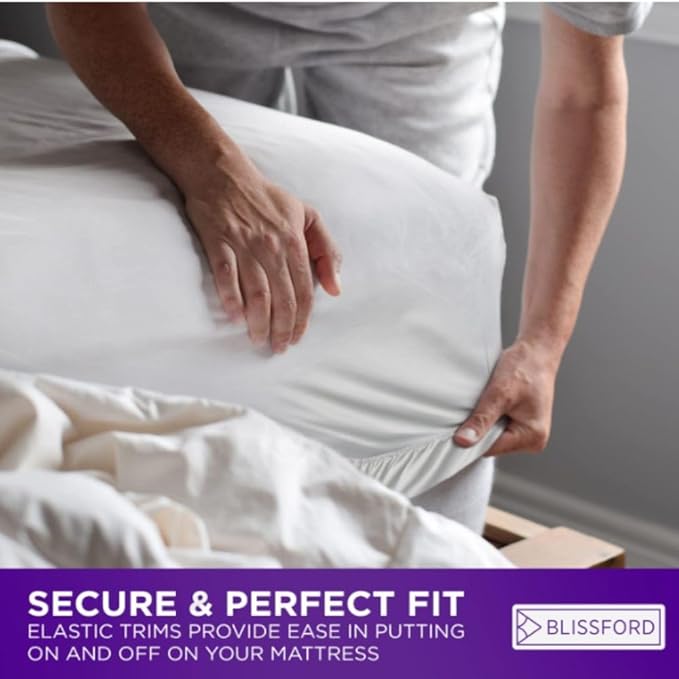 BLISSFORD Plastic Mattress Protector - Heavy Duty, Fitted Vinyl - Plastic Mattress Cover Full, Rubber Sheets for Bedwetting Adult or Child, 100% Waterproof Sheets Full Size