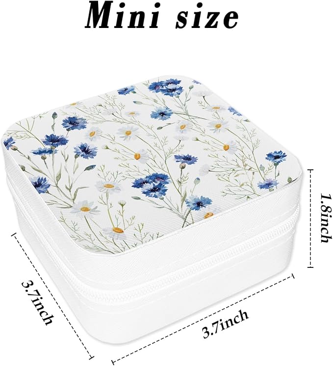 Daisy White Small Portable Jewelry Organizer Box Travel Jewelry Case Mini Jewellery Storage Box Portable jewellery Case for Rings Necklaces Earrings Gifts for Men Women Birthday Christmas - Image 2