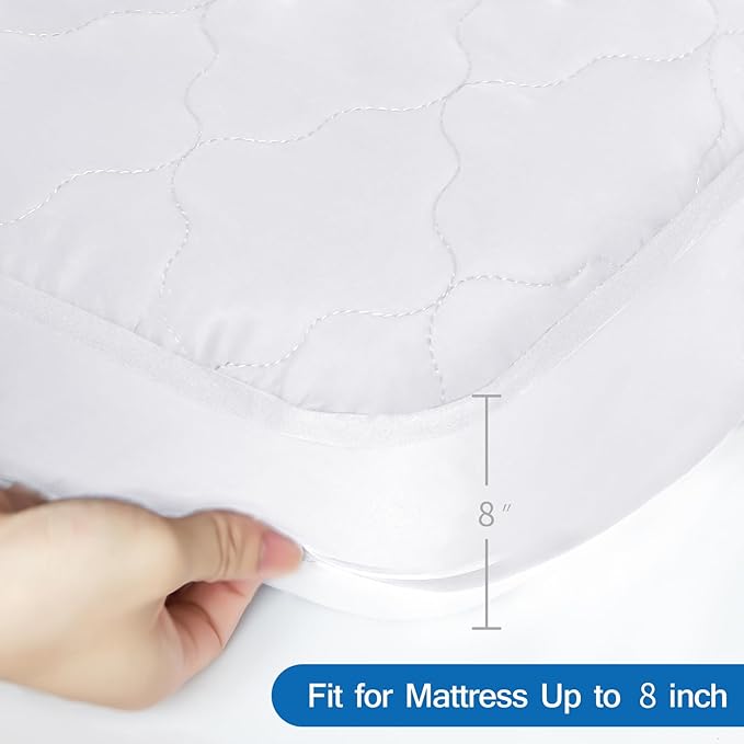 Sofa Bed Queen Mattress Pad Waterproof Mattress Protector, Sleeper Sofa Mattress Cover 60" X 72" X 8" Fitted for Queen Size Sofa Bed, Deep Pocket Mattress Topper, White (Cover Only)