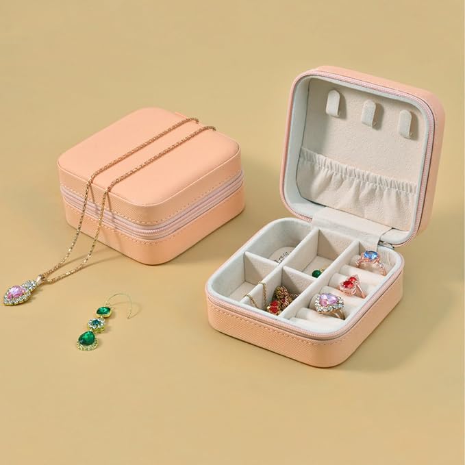 Travel Jewelry Case 2 Pack Mini Travel jewelry Box Portable Organizer Women Girls Gift Box for Rings Earrings Necklaces Bracelets - Image 4