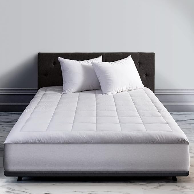 CirclesHome Cot Size Mattress Pad Pillow Top - 100% Cotton Top Ultra - Plush Down Alternative Mattress Protector - 200 Thread Count - Stretches from 14-16 inches for Snug Fit