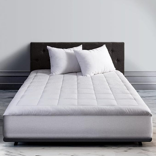 CirclesHome Cot Size Mattress Pad Pillow Top - 100% Cotton Top Ultra - Plush Down Alternative Mattress Protector - 200 Thread Count - Stretches from 14-16 inches for Snug Fit