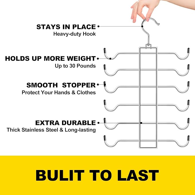 1 Pack Tank Top Hanger Space Saving, Closet-Organizer-and-Storage for Small Space, Non-Slip 6-Tier Hanging Sport Bras Holder, Dorm-Room-Essentials-for-College-Students-Girls Camisoles Swimsuits Dress - Image 3