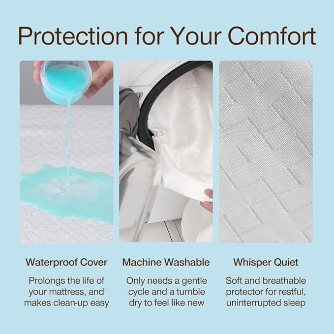 Coop Home Goods Ultra-Cool Waterproof Mattress Protector, Full, Cooling Mattress Protector, Machine Washable Cooling Bed Cover, Whisper Quiet Waterproof Bed Cover, Full (54x75)