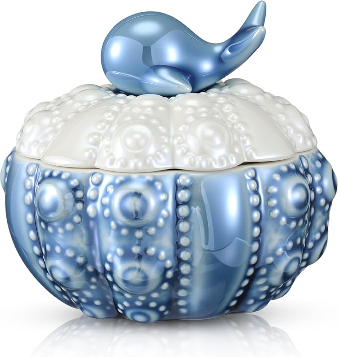 Kenning Ceramic Jewelry Box, Vintage Decorative Trinket Box with Lids Jewelry Gift Organizer for Earrings Rings (Whale) by Kenning