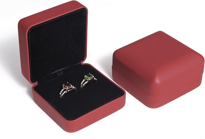 Velvet Ring Gift Box, Small Jewelry Earring Studs Holder Case for Wedding Day, Proposal, Engagement, Anniversary, Ring Display Storage Box for Women Girl (Red S) - Image 2