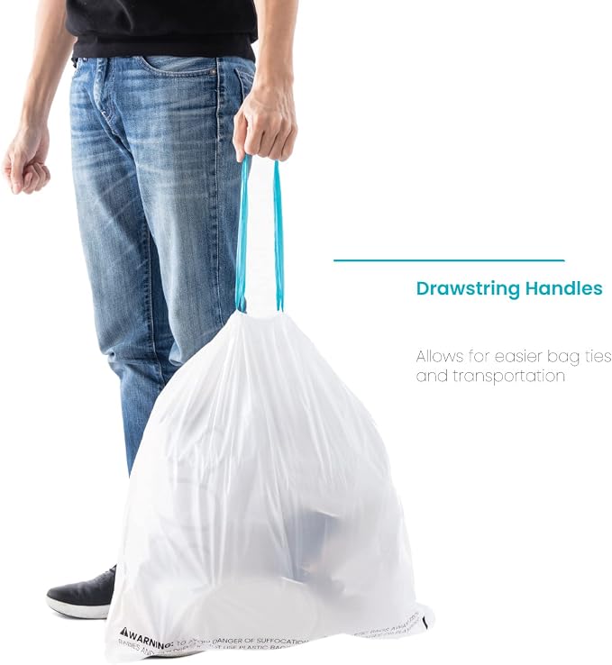 Home Zone Living 2-Pack 8 Gallon Kitchen Trash Bags with Drawstring Handles, Heavy Duty Custom Fit Design for Standard 30 Liter Kitchen Trash Cans, Code 30S, 60-Count - Image 6