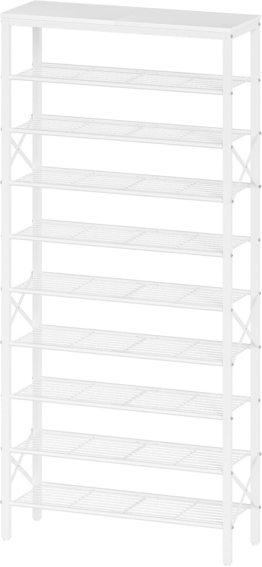 YATINEY 10 Tier Shoe Rack, Large Capacity Shoe Storage Organizer Holds 40 Pairs, Sturdy and Stable, for Entryway, Hallway, Closet, Dorm Room, White SS10WW by Yatiney