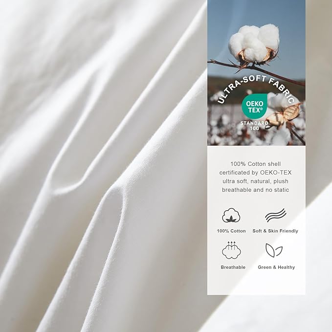 Royoliving Premium Feathers Down Duvet Insert Comforter California King Size Heavyweight Thickened Winter White 100% Cotton Cover with Corner Tabs (108x98, 77 oz)
