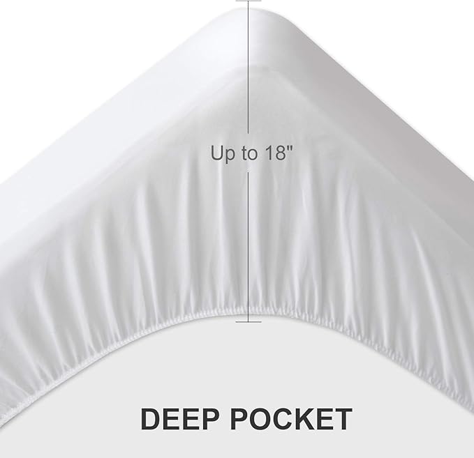 2 Pack King Mattress Protector Pad Waterproof Quilted, Breathable & Cooling King Size Mattress Cover Protector Fitted with Deep Pocket Up to 18", (White)