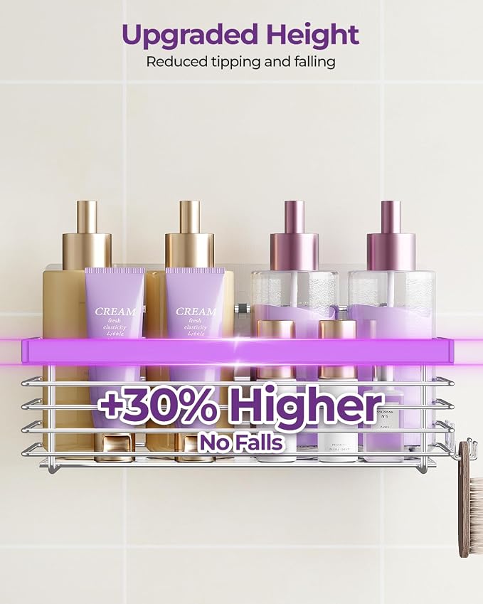 ODesign Shower Caddy 3 Pack SUS304 Stainless Steel-No Drilling-Shower Bathroom Shelves Rack,Rustproof Wall Mounted,Adhesive Shower Shelf Basket Organizer-Silver - Image 4