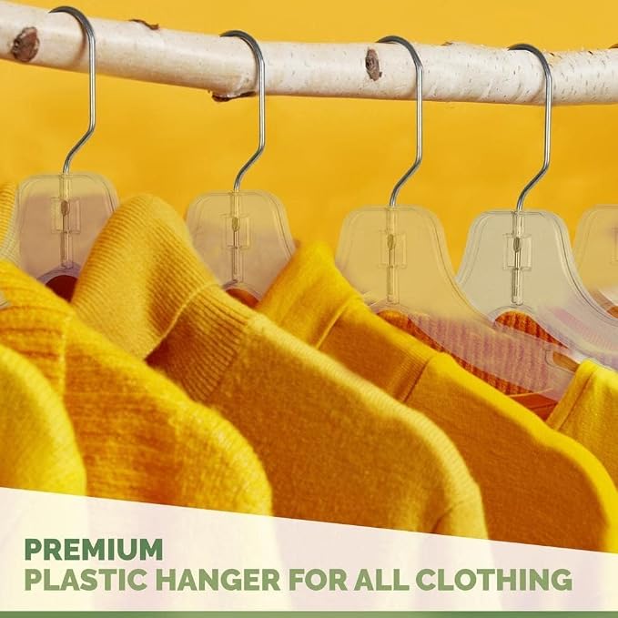 DEILSY™ Clear Plastic Hangers 100 Pack - Durable Clothes Hanger for Wardrobe Organization, Essential Plastic Hanger for Garments, Versatile Coat Hangers for Home and Retail Use - Image 5