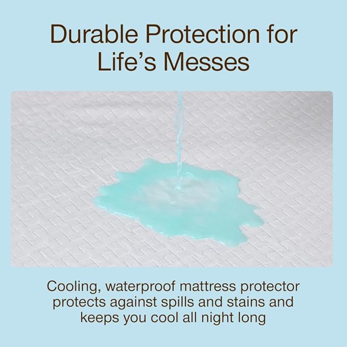 Coop Home Goods Ultra-Cool Waterproof Mattress Protector, Twin XL, Cooling Mattress Protector, Machine Washable Cooling Bed Cover, Whisper Quiet Waterproof Bed Cover, Twin XL (39x80)