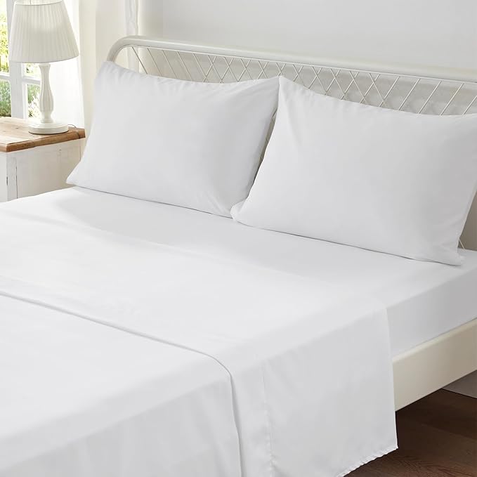 Zzlpp King Comforter Set 7 Pieces, White Seersucker Bed in a Bag with Comforter, Pillow Shams, Pillowcases, Flat Sheet, Fitted Sheet