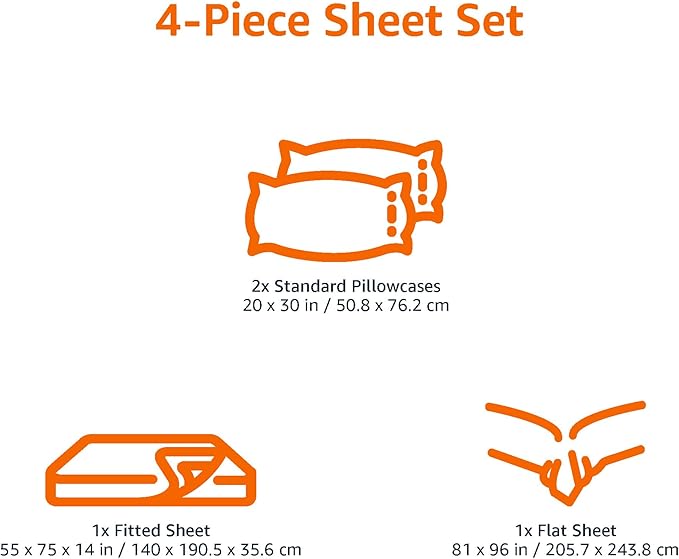 Amazon Basics 4 Piece Breathable 100% Cotton Jersey Knit Bed Sheet Set, Includes Flat and Fitted Sheets, Pillowcase, Stretchy, Full, Light Gray, Solid