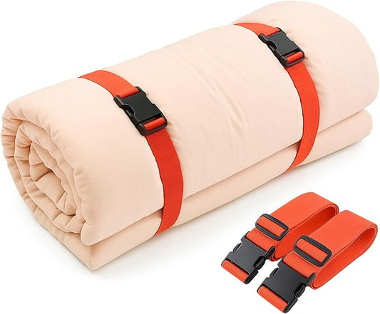 2 Pcs 60" x 2" Mattress Topper Straps Adjustable Memory Foam Packing Straps with Buckles for Home Mattress Moving or Storage, Orange