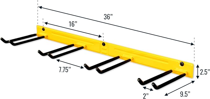 StoreYourBoard 36" Garage Tool Organizer Wall Mount | Garden Tool Organizer System | Heavy Duty Garden Tool Storage Rack for Yard Tools Rakes Shovels 250lbs Garage Organization | 4 PVC Coated Hooks - Image 8