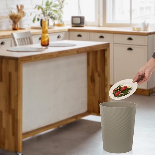 UUJOLY Plastic Small Trash Can Wastebasket, Garbage Container Basket for Bathrooms, Laundry Room, Kitchens, Offices, Kids Rooms, Dorms, (Khaki, 1.8 Gallon) - Image 6
