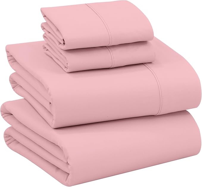 RUVANTI 100% Cotton Sheets – Full Size Percale Bedding, Cooling & Breathable, Durable with a Crisp, Soft & Comfortable Feel, 16" Deep Pocket, 4-Piece Set, Bridal Rose