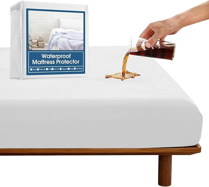 SPRINGSPIRIT Twin Extra Long (XL) Waterproof Mattress Protector Premium Fitted Sheet up to 14'' for College Dorm Room, Breathable Mattress Topper Pad Cover, Noiseless Mattress Protector Twin XL