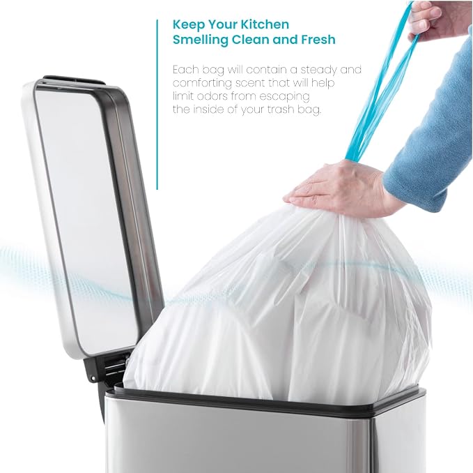 Home Zone Living 8 Gallon Kitchen Trash Bags with Drawstring Handles, Heavy Duty Custom Fit Design for Standard 30 Liter Kitchen Trash Cans, Code 30S, 60-Count - Image 4