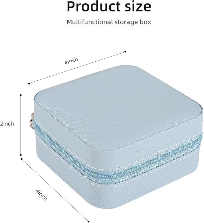 KElofoN Travel jewelry case Travel jewelry box Travel Jewelry Organizer Small Jewelry Organizer Box for Girls Women with Mirror (Sky blue-5) - Image 3